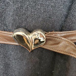 Brown leather belt gorgeous statement heart buckle